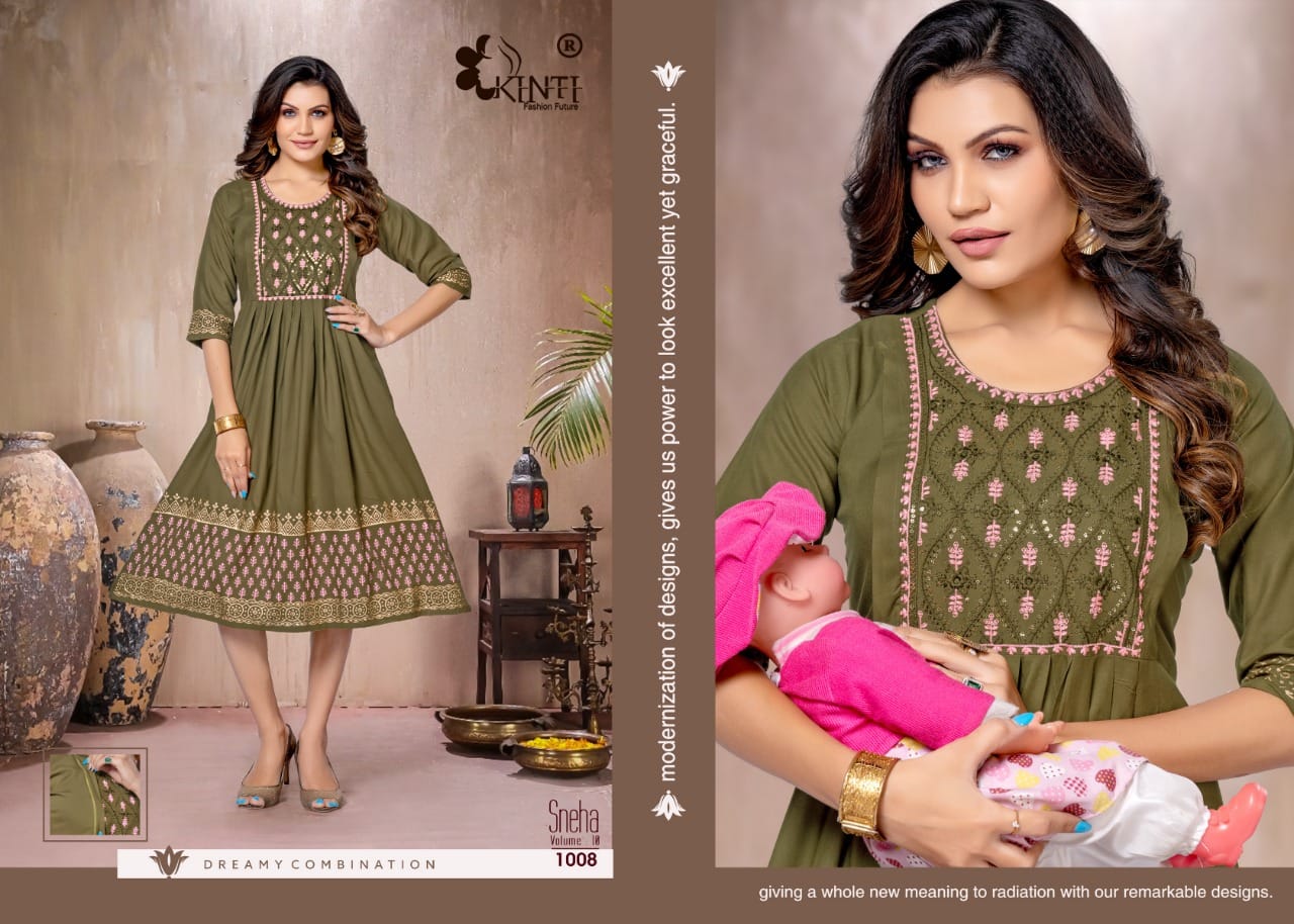 Kinti Sneha Volume 10 Daily Wear Wholesale Printed Feeding Kurtis
